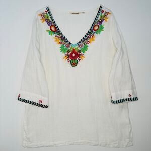Soft Surroundings Embroidered and Beaded Tunic Top